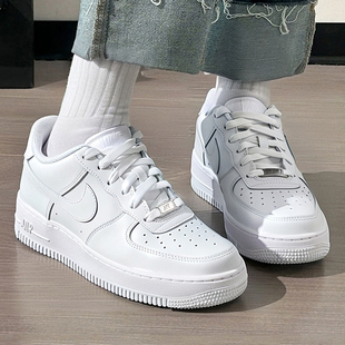 NIKE耐克女鞋新款AIR FORCE 1空军一号纯白低帮板鞋大童鞋休闲鞋