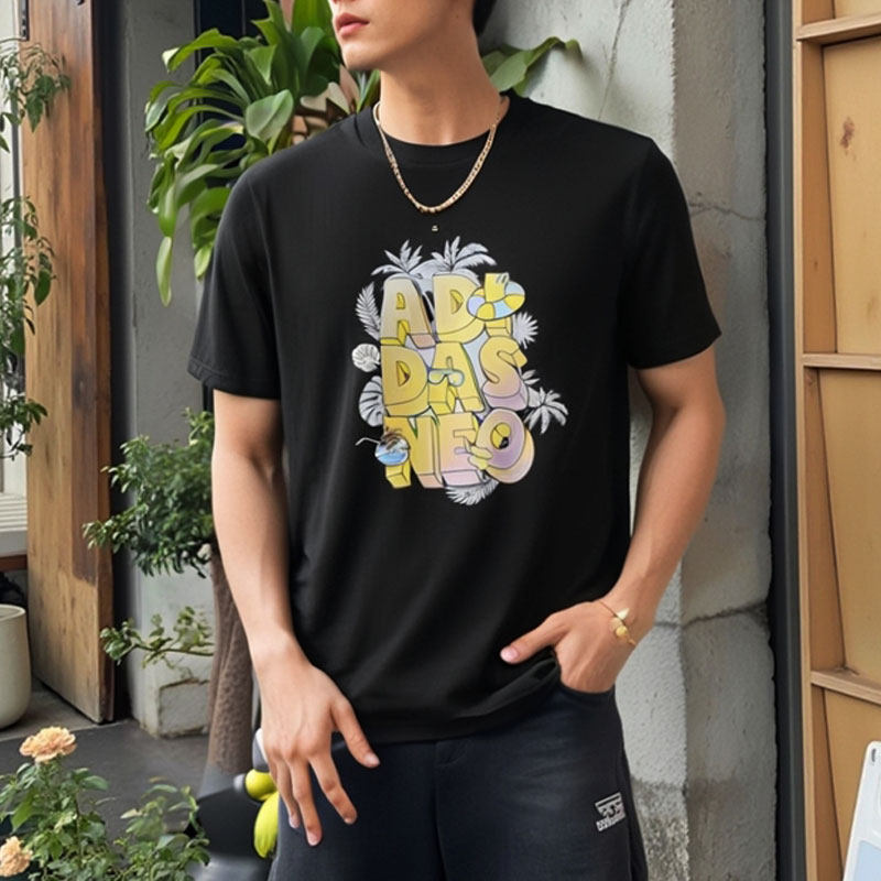 阿迪达斯短袖男夏季新款印花半袖篮球运动服男士美式复古纯棉T恤