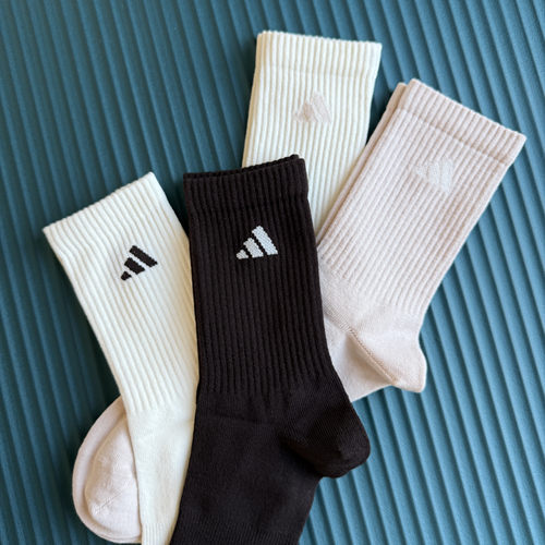 阿迪达斯袜子男女新款透气复古两双装中筒袜耐磨彩色训练运动袜女
