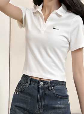耐克短袖女运动polo衫夏季新款透气高尔夫网球翻领T恤短款DV7885