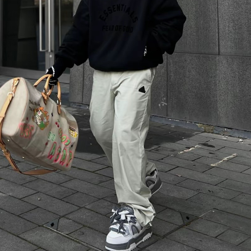 阿迪达斯裤子男秋季新款宽松运动裤休闲工装裤美式直筒裤男JF9050