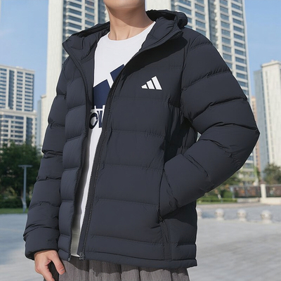 阿迪达斯男士连帽羽绒服新款运动外套户外防风休闲羽绒外套KH3993