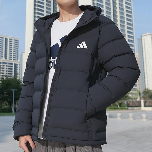 阿迪达斯男士连帽羽绒服新款运动外套户外防风休闲羽绒外套KH3993