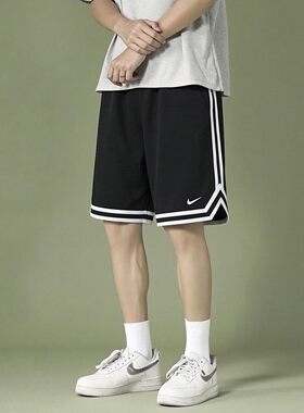 Nike耐克裤子黑色篮球短裤冰丝运动裤夏季新款速干男裤健身五分裤