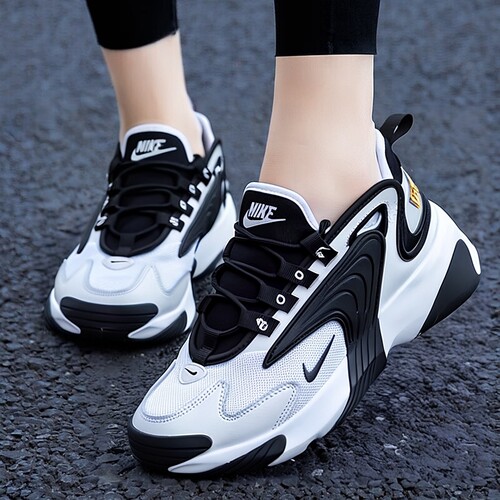 Nike耐克ZOOM 2K 黑白熊猫鞋时尚复古缓震休闲运动鞋厚底老爹鞋