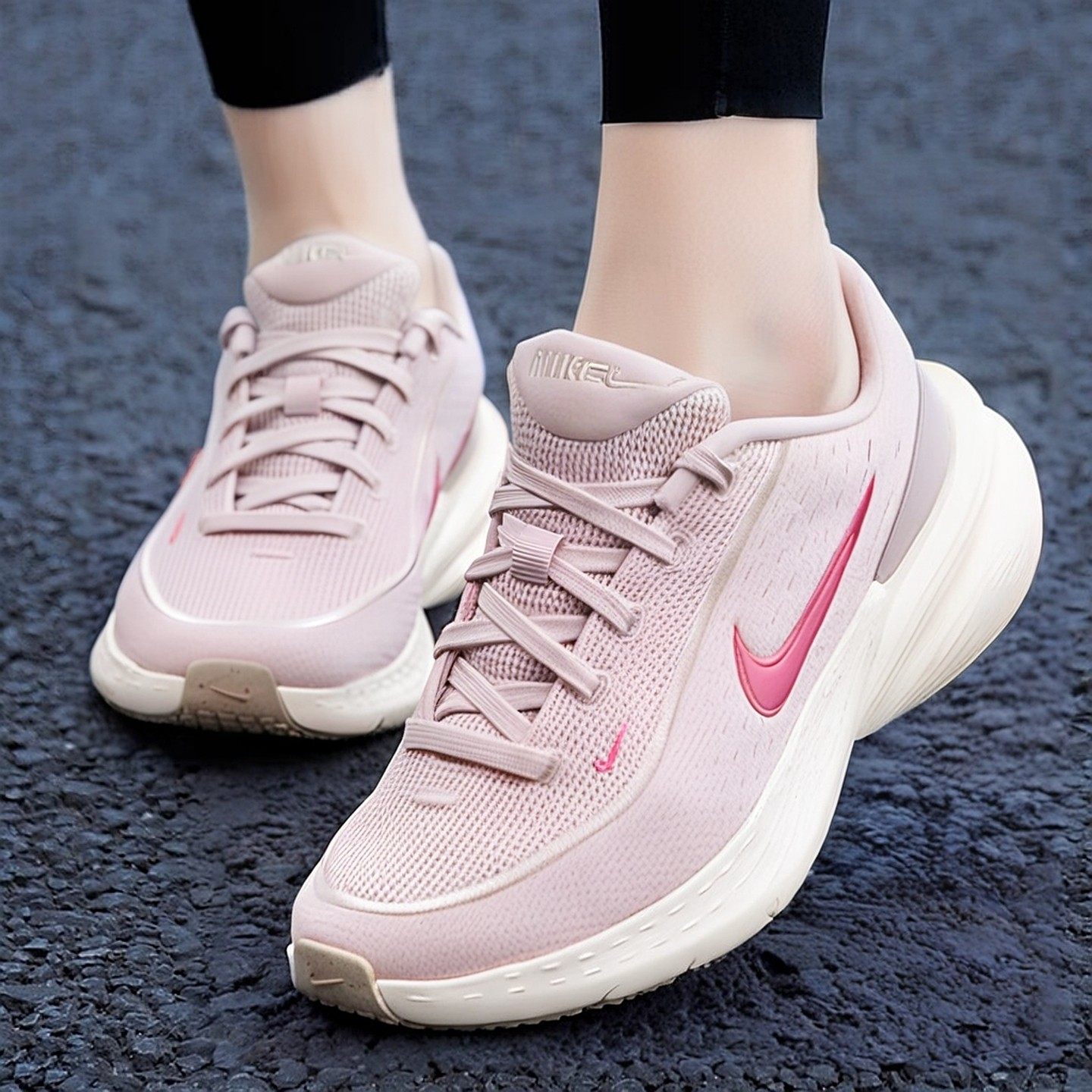 粉色女鞋Nike耐克鞋子正品跑步鞋厚底运动鞋冬季新款健身鞋网面鞋