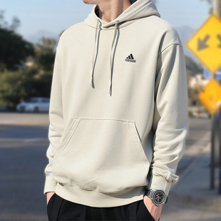 阿迪达斯卫衣男秋季新款长袖针织运动服宽松篮球连帽衫套头外套男