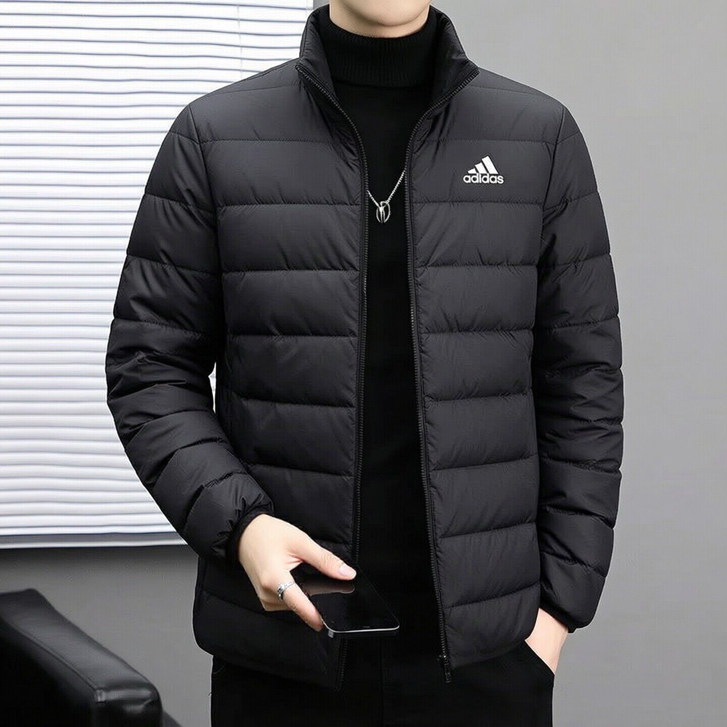 阿迪达斯轻薄立领羽绒服男冬季新款运动羽绒外套男士排骨鸭绒衣