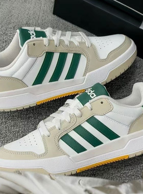 阿迪达斯男女鞋春季新款透气皮面小白鞋复古篮球鞋情侣板鞋JR7980