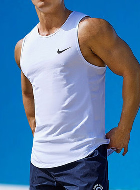 纯色速干背心Nike耐克跑步训练无袖男T恤户外运动透气上衣AR6070