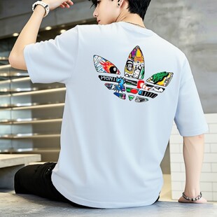 阿迪达斯三叶草短袖T恤男款夏季男士运动服半袖透气圆领休闲上衣