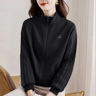 棒球服女装 透气休闲立领上衣开衫 新款 阿迪达斯防风衣女外套秋季