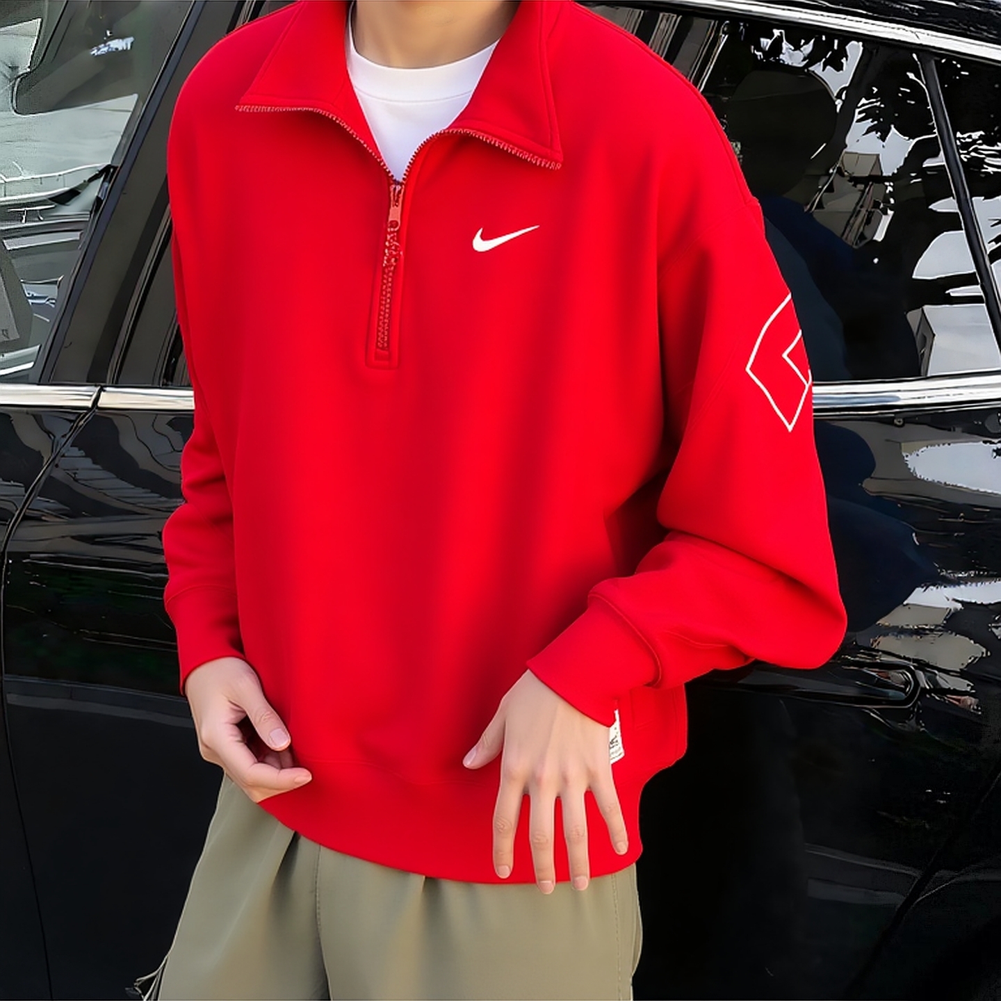 耐克官方正品半拉链外套加绒卫衣