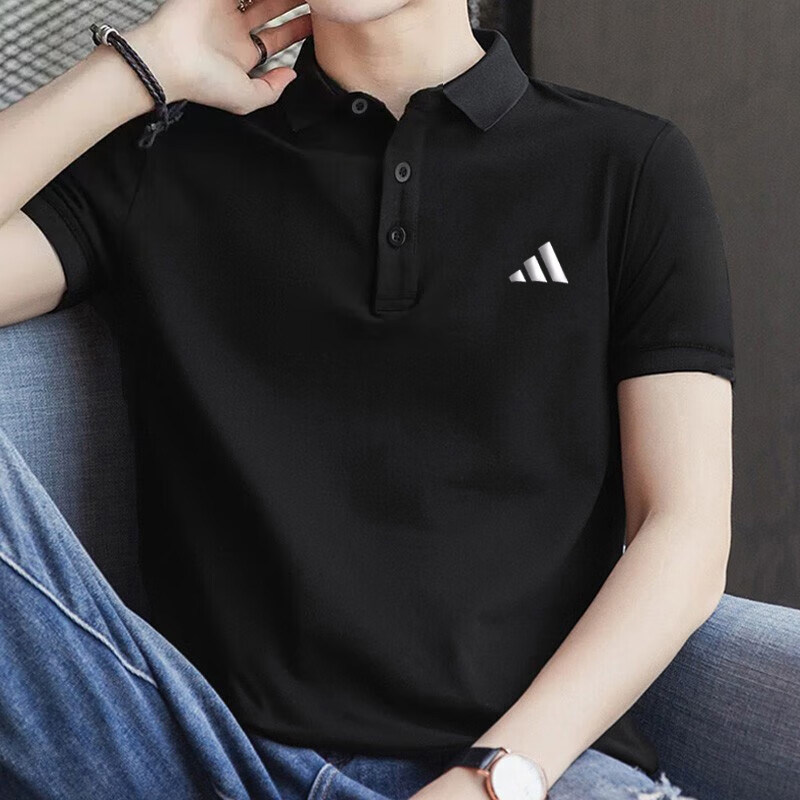 Adidas阿迪达斯短袖男夏季新款商务POLO衫黑色休闲翻领T恤HS9051,运动服/休闲服装,运动T恤,淘宝优惠券,粉丝福利购,淘宝优惠卷