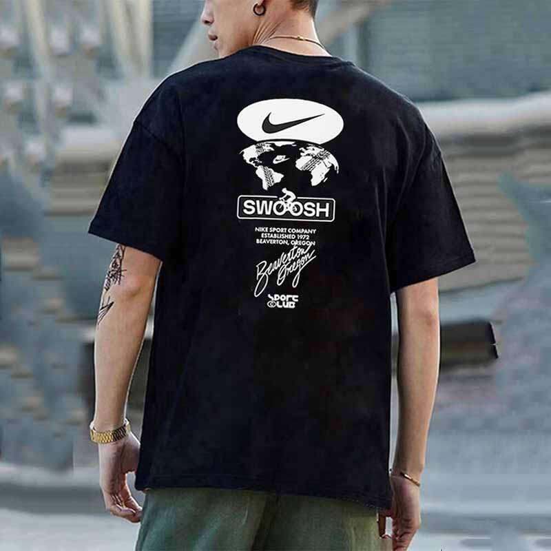 Nike耐克跑步短袖正品黑色骑行T恤夏季新款纯棉运动服圆领上衣潮