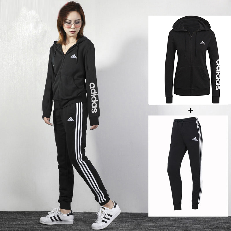 阿迪达斯加绒运动套装女秋两件套