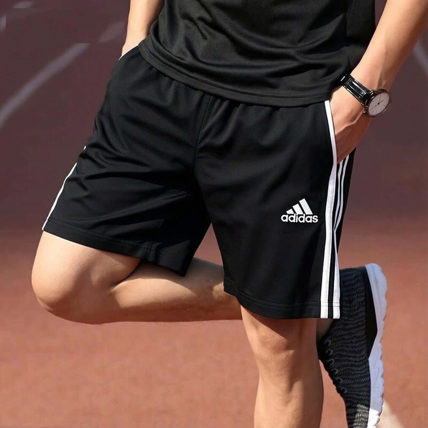 阿迪达斯短裤男夏新款针织棉质五分裤男士骑行运动裤三条杠篮球裤