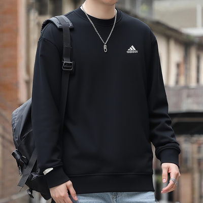 阿迪达斯卫衣男装秋季新款宽松运动服篮球打底透气套头棉男士外套