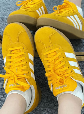 阿迪达斯板鞋女秋季新款黄色德训鞋包头鞋VL court T头鞋女JI0495