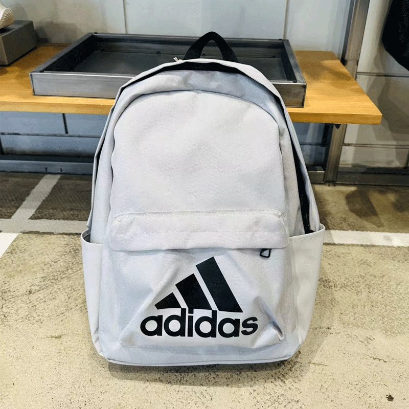 阿迪达斯初高中小学生书包女包春季新款灰色运动双肩包韩版背包男