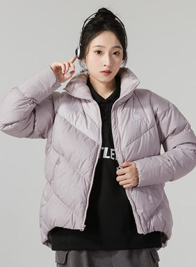 耐克轻薄羽绒服女装短款2025春季新款紫色保暖御寒内搭妈妈装外套