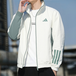 阿迪达斯外套男秋季新款梭织防风衣美式训练运动宽松篮球棒球服