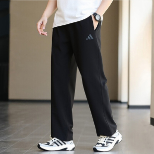 针织黑色卫裤 新款 篮球宽松直筒裤 美式 男 阿迪达斯裤 运动裤 子男春季