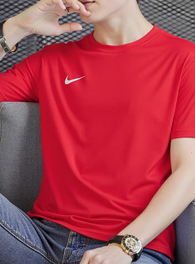 Nike耐克红色T恤男26春新款本命年半袖宽松大码美式篮球速干短袖