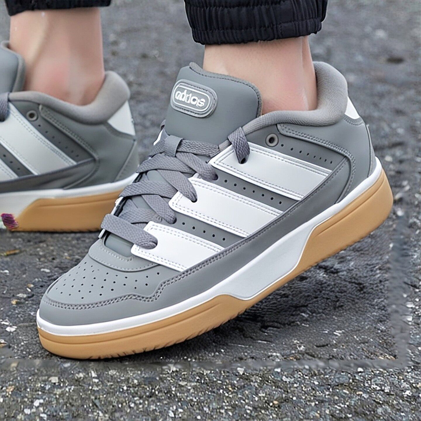 阿迪达斯男鞋板鞋新款皮面运动鞋春季新款男士轻便厚底增高鞋子