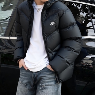 耐克NIke棒球服男冬季新款鸭绒夹克飞行员保暖外套美式抗寒羽绒服