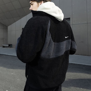 Nike耐克大钩羊羔绒夹克新款男运动休闲保暖两面穿立领外套FB1910