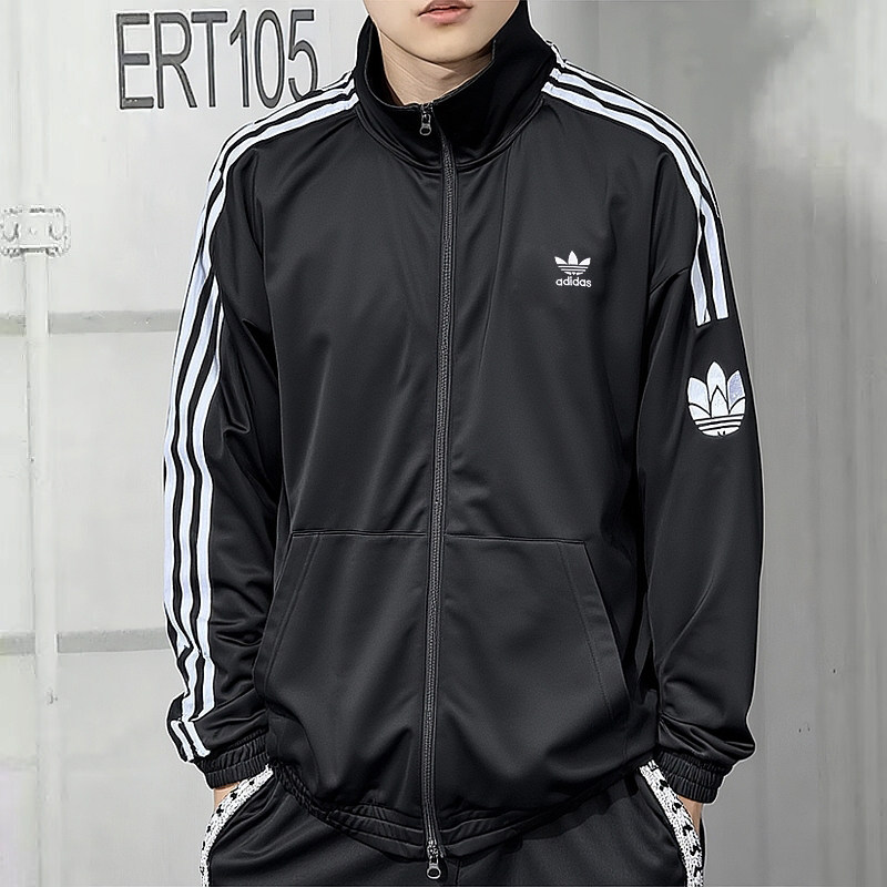 阿迪达斯三叶草外套男秋季新款宽松运动棒球服立领美式复古夹克