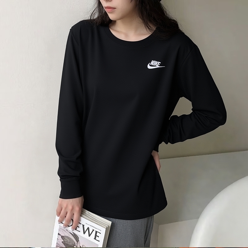 NIKE耐克纯棉T恤女子薄款长袖2025年新款跑步运动装宽松休闲上衣