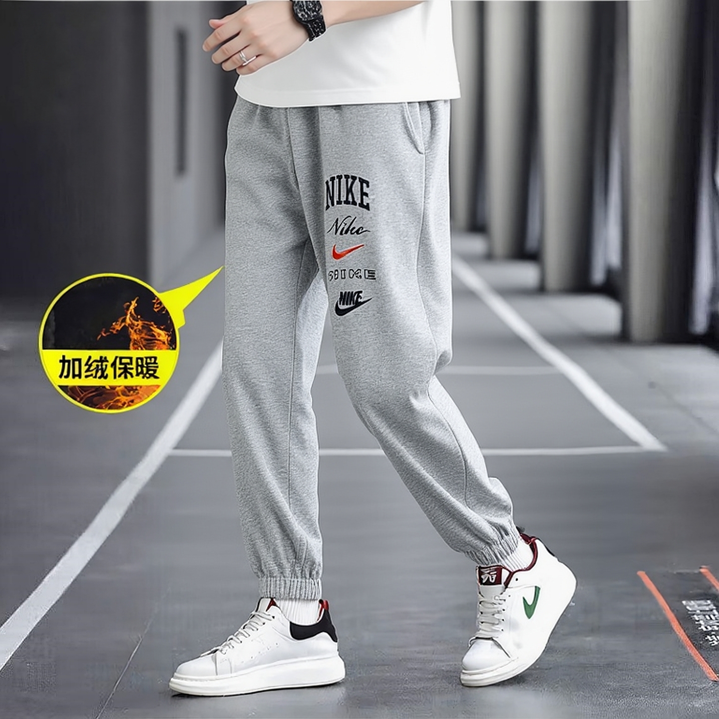 耐克官方正品加绒运动长裤小脚裤