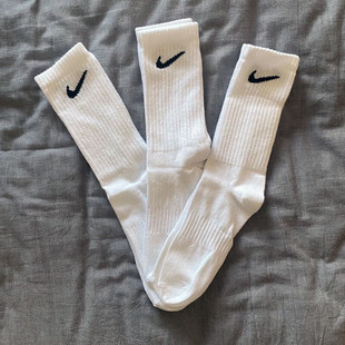 针织高筒袜运动袜男袜女训练袜篮球棉袜 白色长袜Nike耐克袜子正品