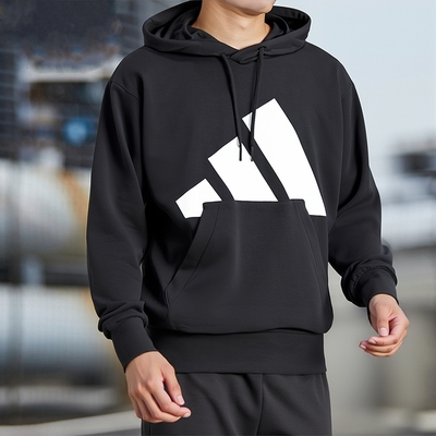 阿迪达斯黑色卫衣男士秋冬季新款美式高街连帽衫大logo男生外套