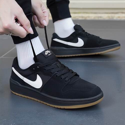 NIKE耐克黑色翻毛皮板鞋男新款SB CODE 58复古休闲鞋轻便运动鞋