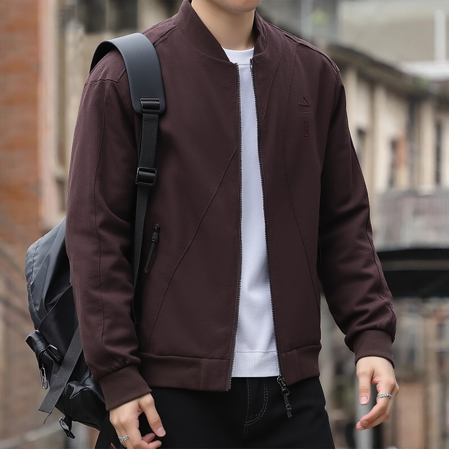 正品假一赔十外套男秋棕色棒球服