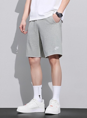 灰色短裤Nike耐克正品纯棉运动裤针织男裤夏季新款五分裤休闲裤子