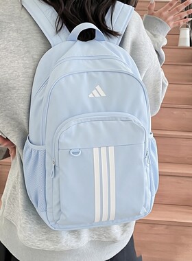 阿迪达斯双肩包男女新款旅行休闲运动大容量背包电脑蓝色学生书包