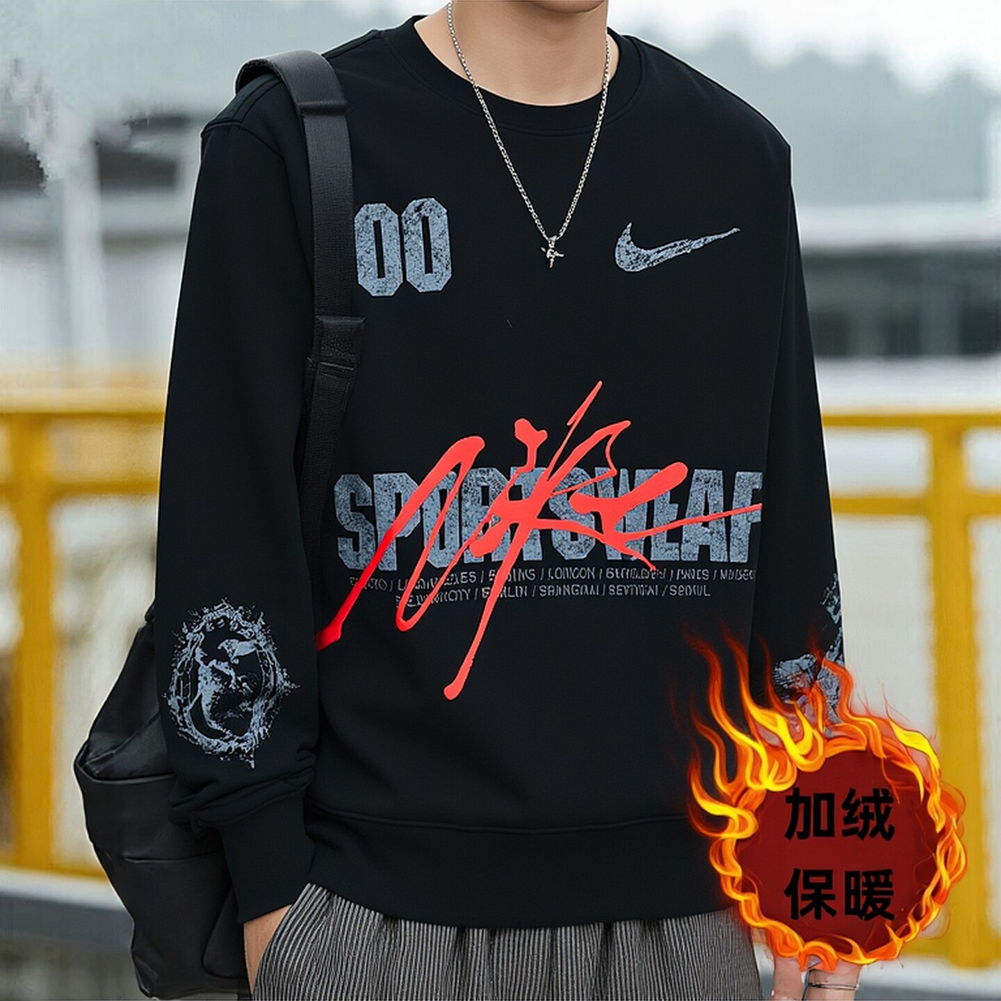 耐克官方正品加绒卫衣男运动外套