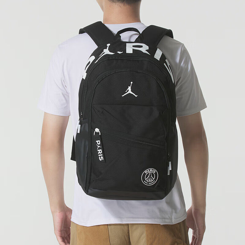 乔丹官方正品黑色双肩背包男女包