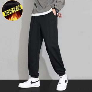阿迪达斯男裤长裤秋冬运动裤宽松休闲裤束脚裤加绒保暖裤子IB4048