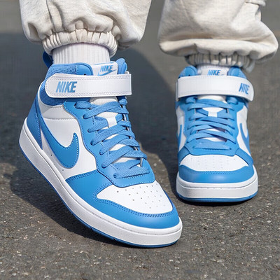 NIKE耐克女鞋秋季新款板鞋中高帮简版空军一号蓝色运动鞋休闲鞋