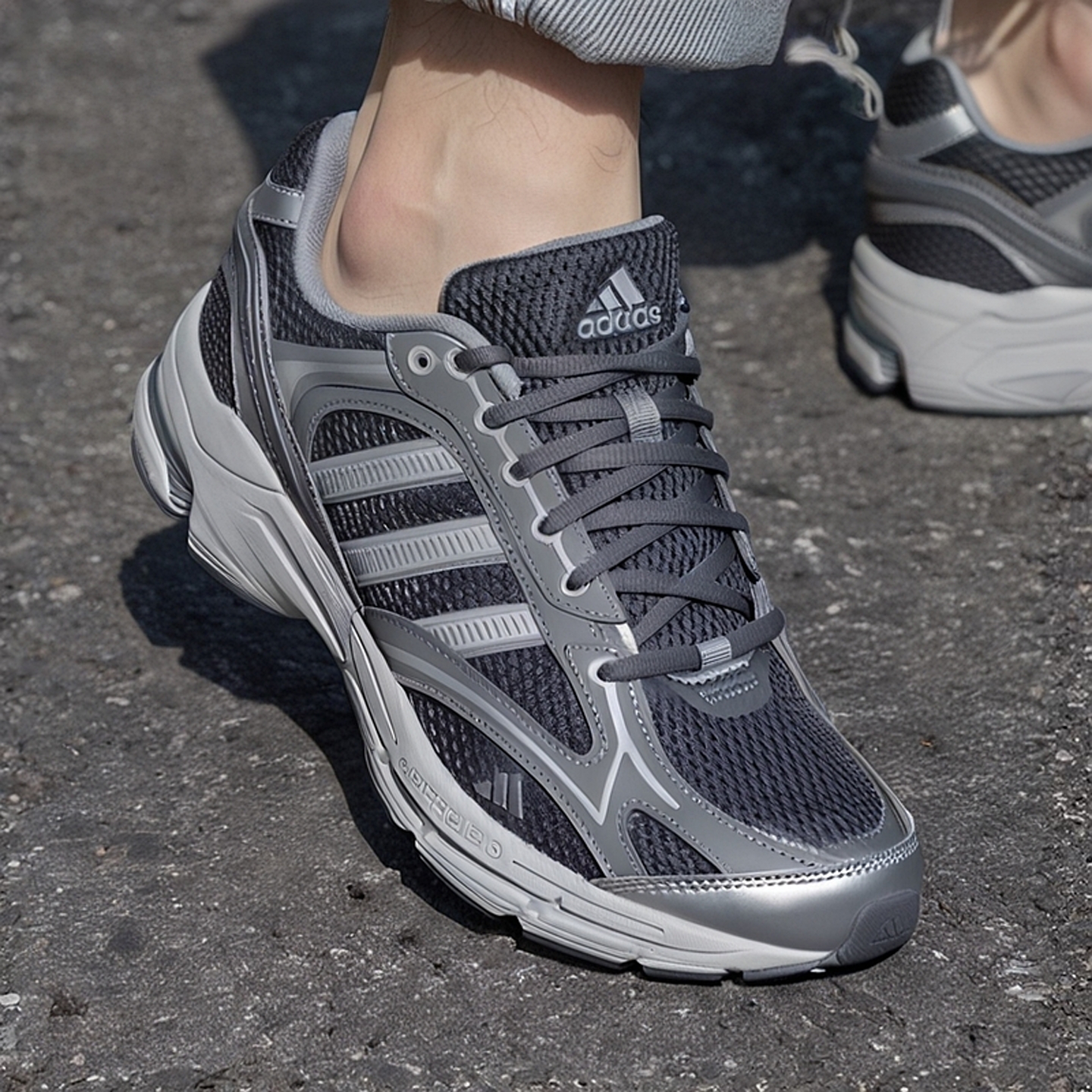 阿迪达斯老爹鞋男秋季新款复古透气网面运动鞋灰色篮球缓震跑步鞋