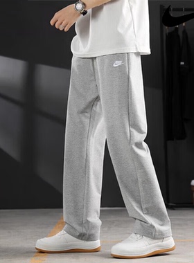 灰色直筒长裤Nike耐克正品针织厚款运动裤新款男裤户外宽松休闲裤