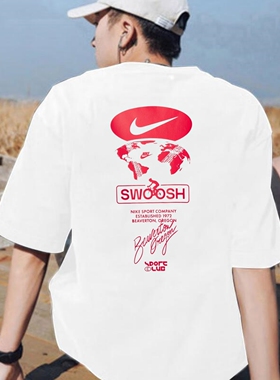 Nike耐克SWOOSH跑步T恤男子纯棉短袖夏季新款运动装骑行徒步上衣