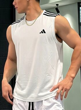 阿迪达斯短袖男背心夏季新款速干无袖运动服跑步健身冰丝透气汗衫
