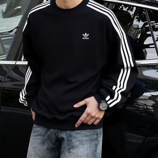 阿迪达斯三叶草卫衣男冬季新款宽松大码运动服美式篮球打底衫外套