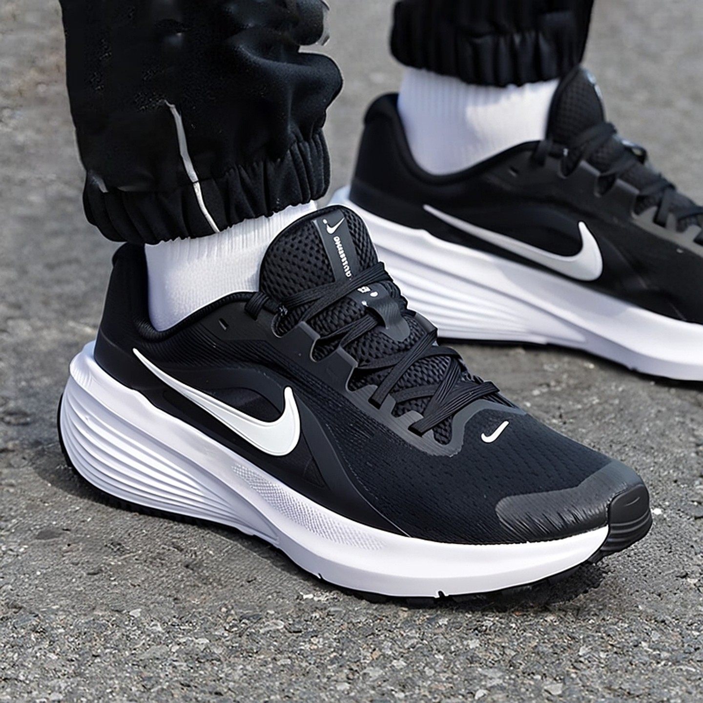 黑色男鞋Nike耐克2026新款春秋网面鞋厚底跑步公路跑鞋男士运动鞋